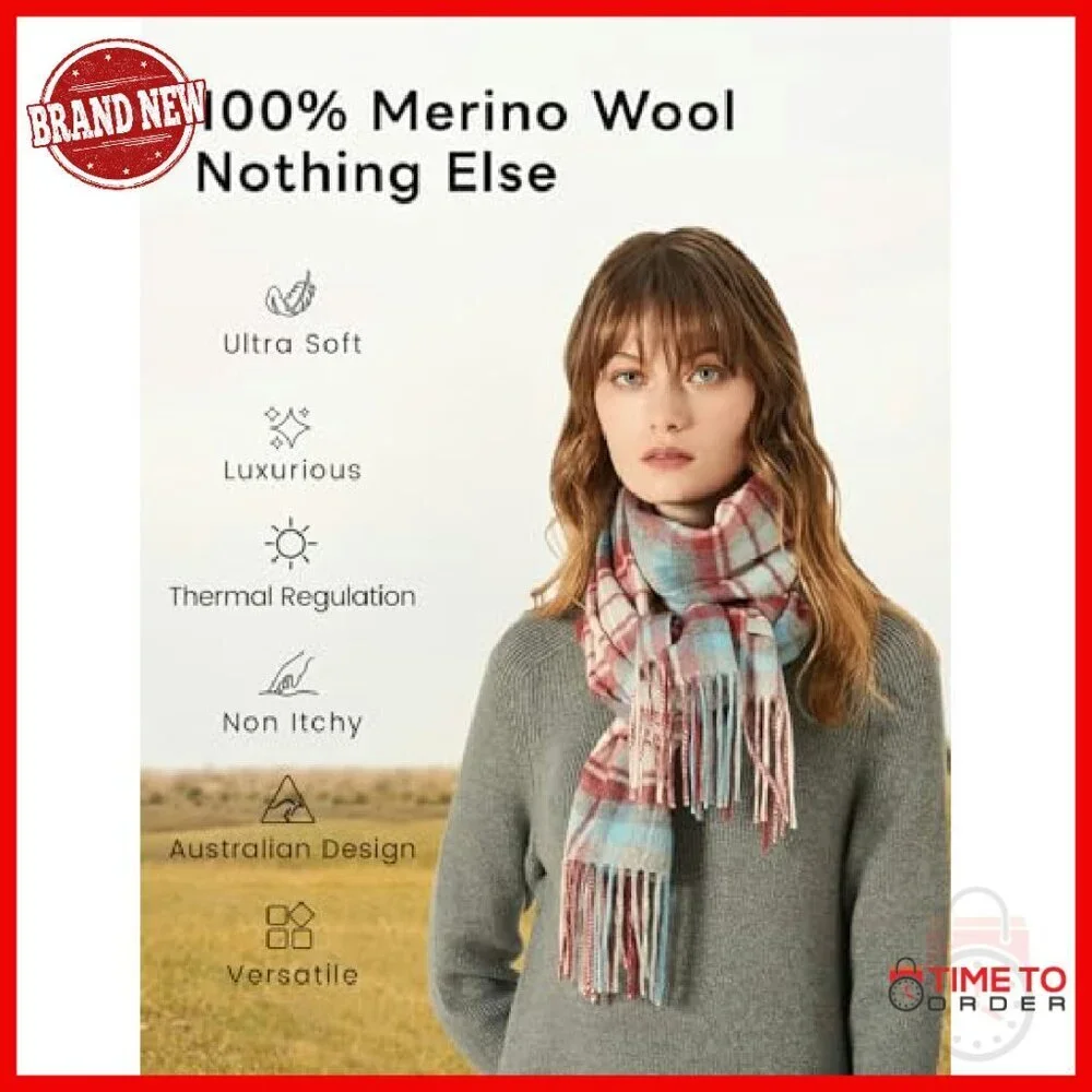 100% Merino Wool Winter Scarf Shawl Wrap Pashmina Soft Lightweight